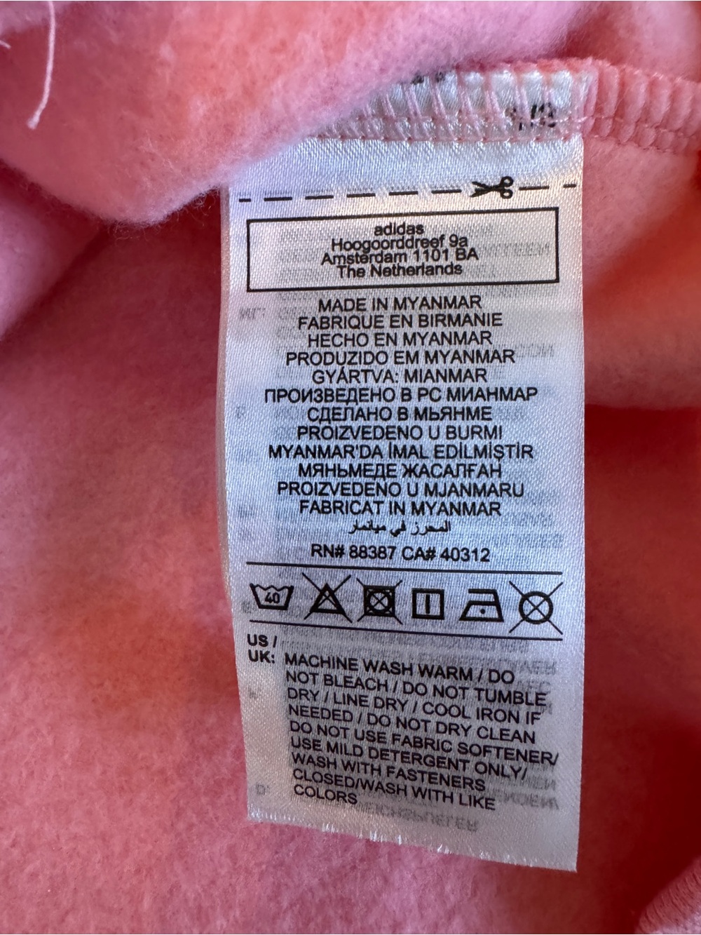 adidas Pink Hooded Zip Jacket with White Logo Tag - Picture 5 of 5